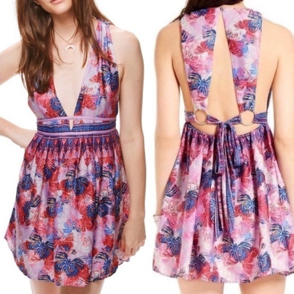 Free People Dresses & Skirts - Free People Daydreamin’ Dress Large Butterflies Pink Blue Festival New w/o Tags